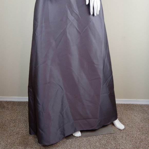 Alfred Sung Women's Cap Sleeve Gown Dress Size 6 Caviar Gray Sateen Twill D779 - Picture 3 of 9